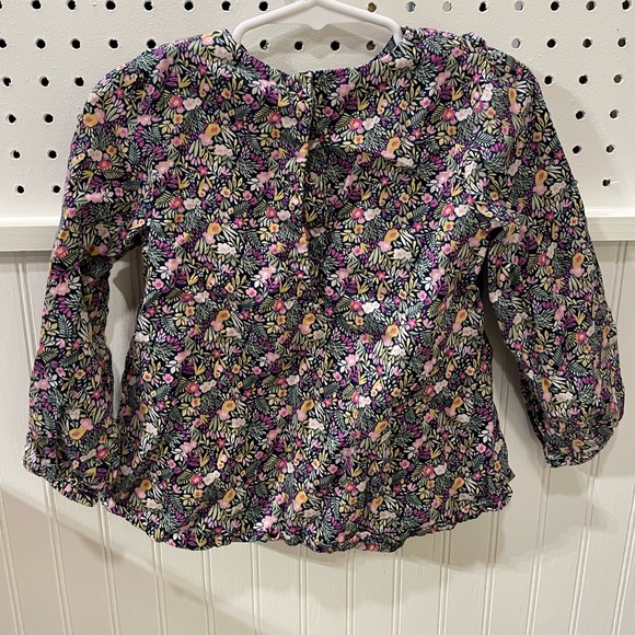 French floral toddler blouse shirt in pinks and greens - Picture 2 of 5